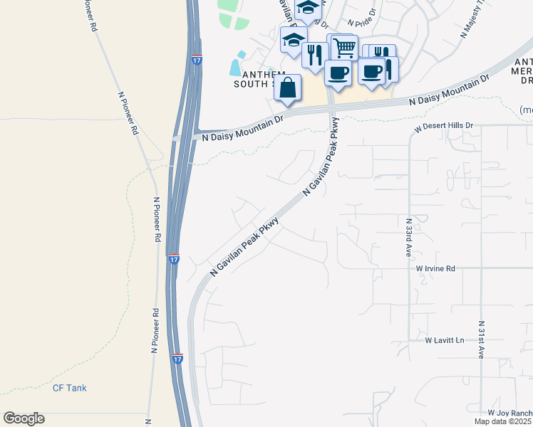 map of restaurants, bars, coffee shops, grocery stores, and more near 38907 North Red Tail Lane in Phoenix