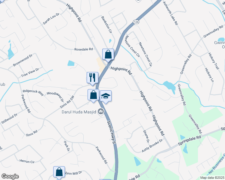 map of restaurants, bars, coffee shops, grocery stores, and more near 3126 Gwinnstone Circle Southwest in Snellville