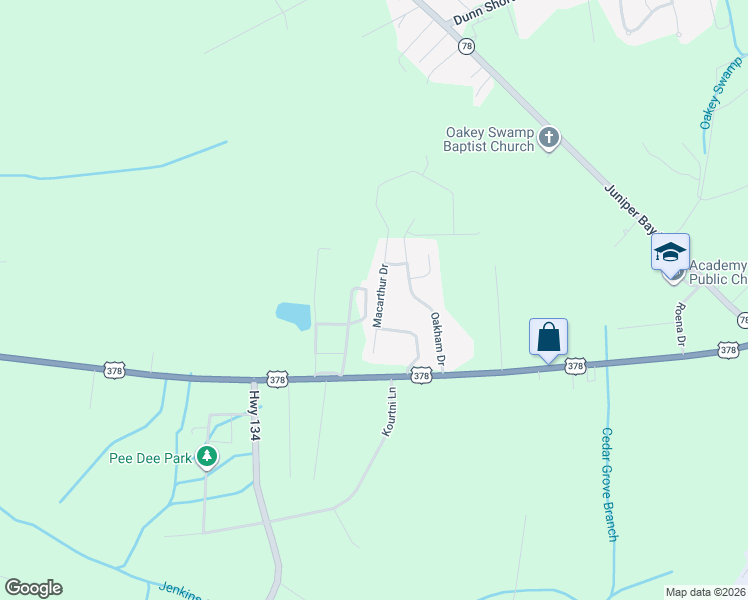 map of restaurants, bars, coffee shops, grocery stores, and more near 221 Macarthur Drive in Conway