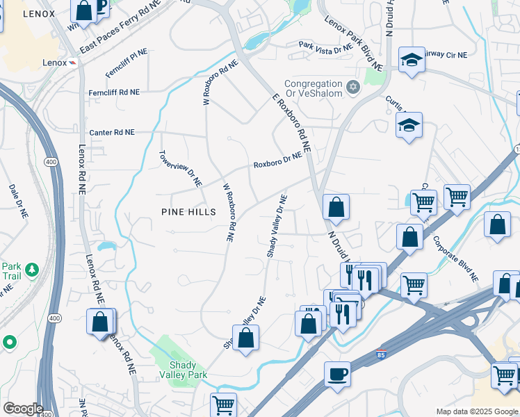map of restaurants, bars, coffee shops, grocery stores, and more near 1171 Goodwin Road Northeast in Atlanta