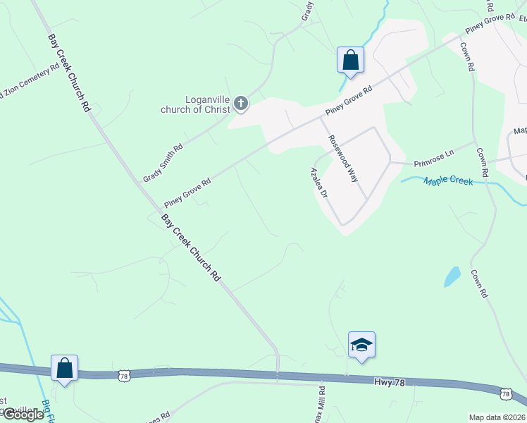 map of restaurants, bars, coffee shops, grocery stores, and more near 2108 Summit Court in Loganville