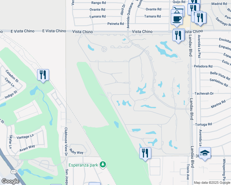 map of restaurants, bars, coffee shops, grocery stores, and more near 67364 North Laguna Drive in Cathedral City