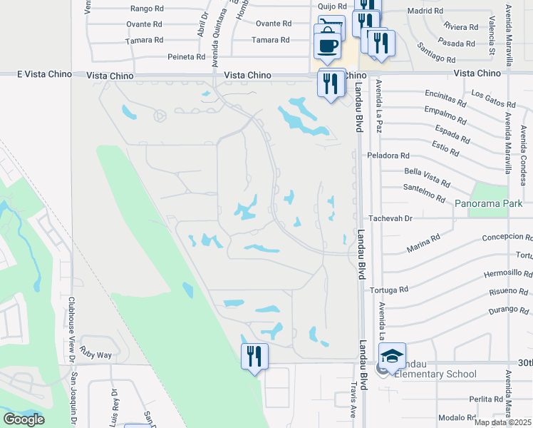 map of restaurants, bars, coffee shops, grocery stores, and more near 28859 Desert Princess Drive in Cathedral City