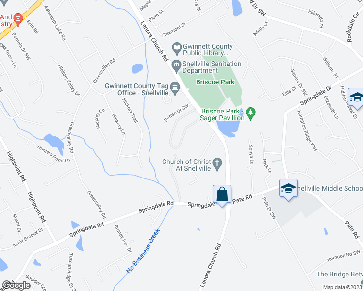 map of restaurants, bars, coffee shops, grocery stores, and more near 2150 Kings Gate Circle Southwest in Snellville