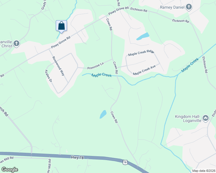 map of restaurants, bars, coffee shops, grocery stores, and more near 1018 Maple Creek Drive in Loganville