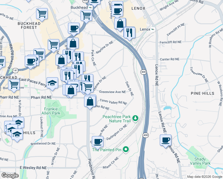 map of restaurants, bars, coffee shops, grocery stores, and more near 700 Greenview Avenue Northeast in Atlanta