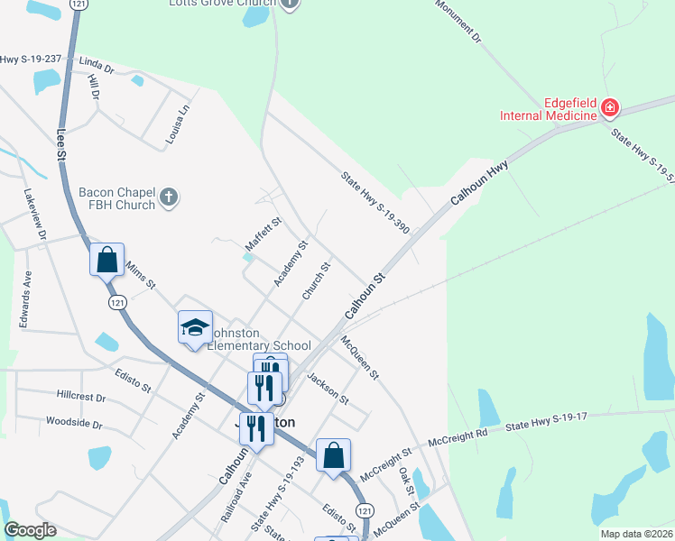 map of restaurants, bars, coffee shops, grocery stores, and more near 600 Roland Avenue in Johnston