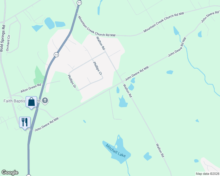 map of restaurants, bars, coffee shops, grocery stores, and more near 680 John Deere Road Northwest in Monroe