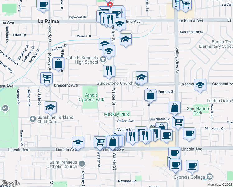 map of restaurants, bars, coffee shops, grocery stores, and more near in La Palma