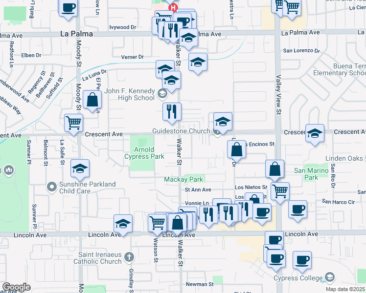 map of restaurants, bars, coffee shops, grocery stores, and more near in La Palma