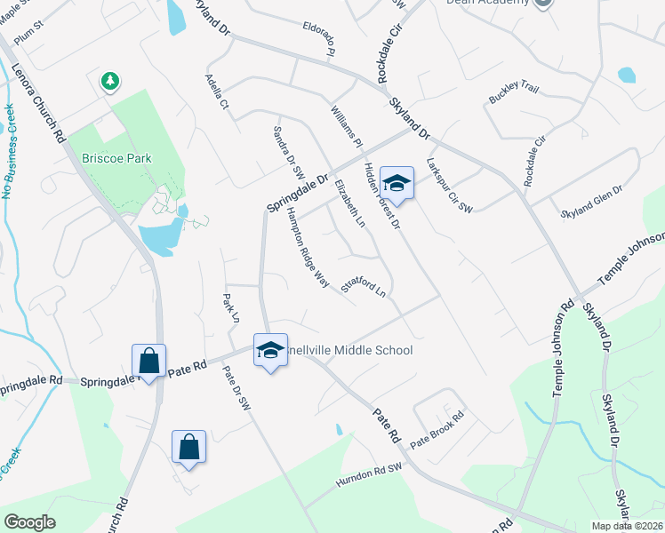 map of restaurants, bars, coffee shops, grocery stores, and more near 2378 Bradford Lane in Snellville