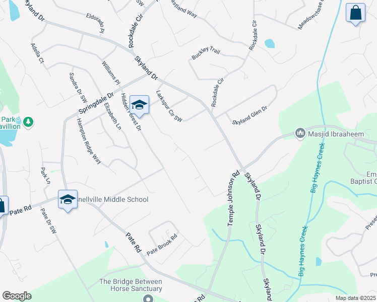 map of restaurants, bars, coffee shops, grocery stores, and more near 3190 Grand Central Drive in Snellville