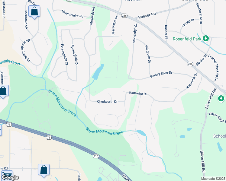 map of restaurants, bars, coffee shops, grocery stores, and more near 1887 Chedworth Court in Stone Mountain