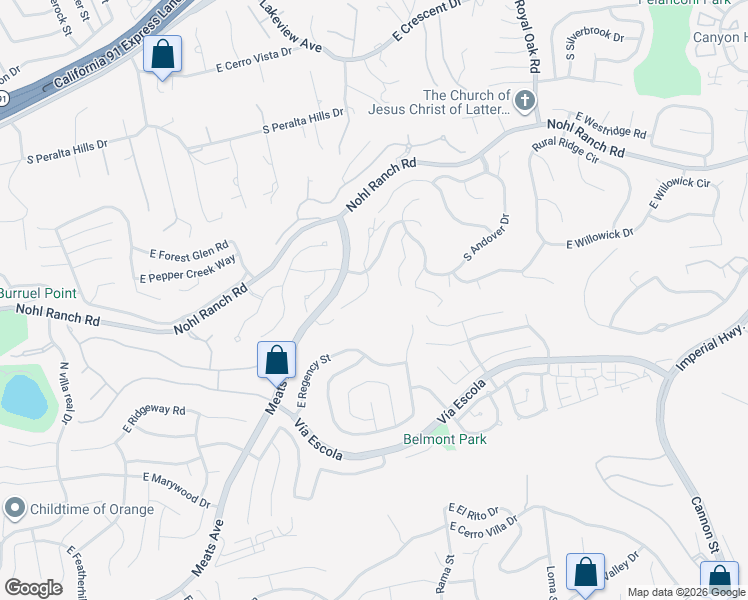 map of restaurants, bars, coffee shops, grocery stores, and more near 625 South Aberdeen Street in Anaheim
