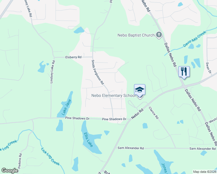 map of restaurants, bars, coffee shops, grocery stores, and more near 1065 Smith Ferguson Road in Dallas