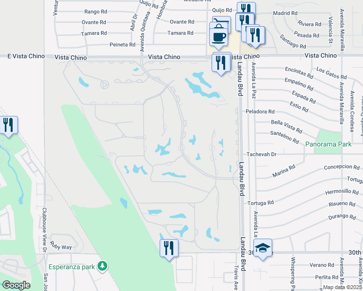 map of restaurants, bars, coffee shops, grocery stores, and more near 28924 Desert Princess Drive in Cathedral City