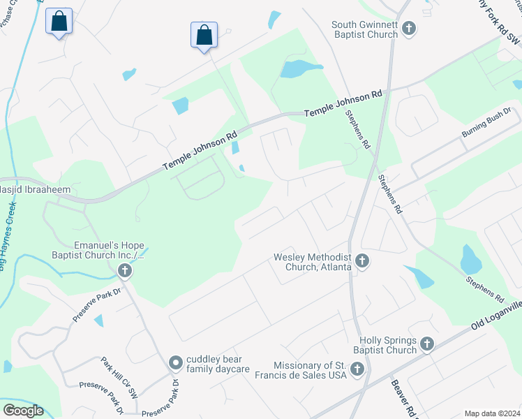 map of restaurants, bars, coffee shops, grocery stores, and more near 3502 Woodruff Ridge Lane Southwest in Loganville