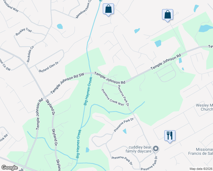 map of restaurants, bars, coffee shops, grocery stores, and more near 1762 Preserve Creek Way in Loganville