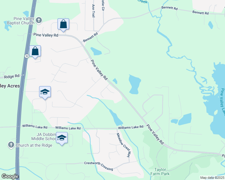 map of restaurants, bars, coffee shops, grocery stores, and more near 43 Chandler Court in Powder Springs
