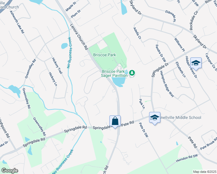 map of restaurants, bars, coffee shops, grocery stores, and more near 2587 Parkside Way Southwest in Snellville