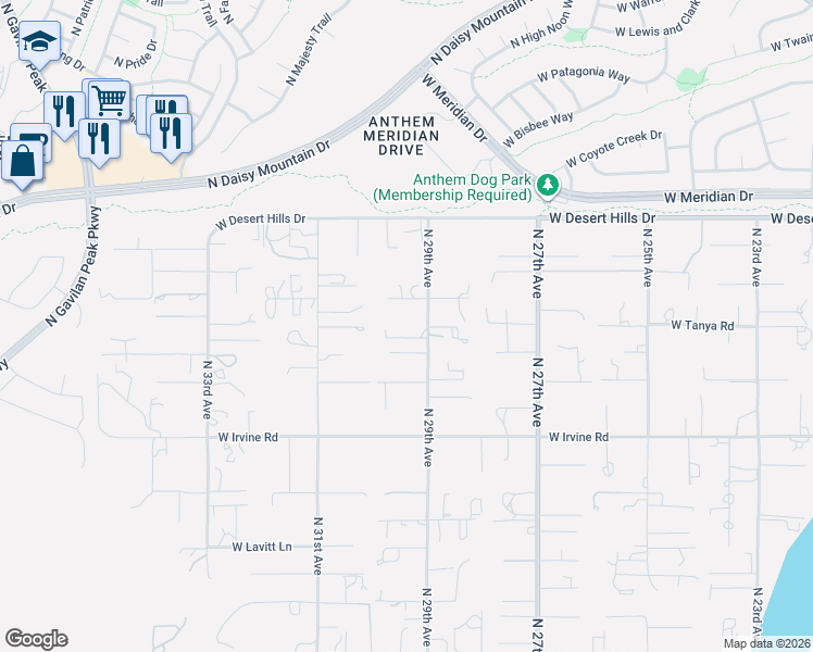 map of restaurants, bars, coffee shops, grocery stores, and more near 38938 North 29th Avenue in Phoenix