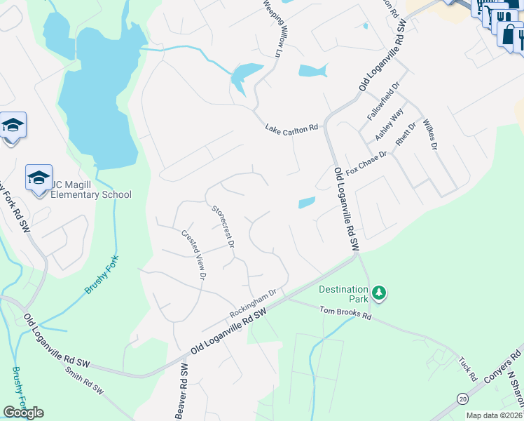map of restaurants, bars, coffee shops, grocery stores, and more near 306 Rockingham Drive in Loganville