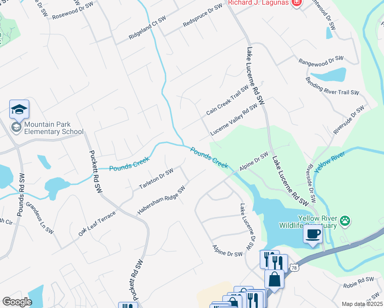 map of restaurants, bars, coffee shops, grocery stores, and more near 4758 Tarleton Dr SW in Lilburn