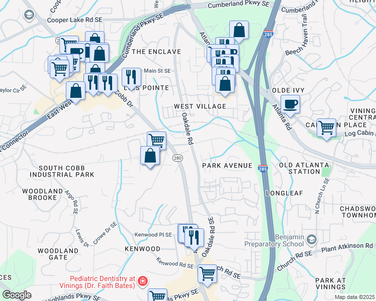 map of restaurants, bars, coffee shops, grocery stores, and more near 2092 Wright Road in Smyrna