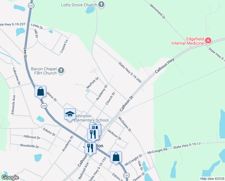 map of restaurants, bars, coffee shops, grocery stores, and more near 600 Roland Avenue in Johnston
