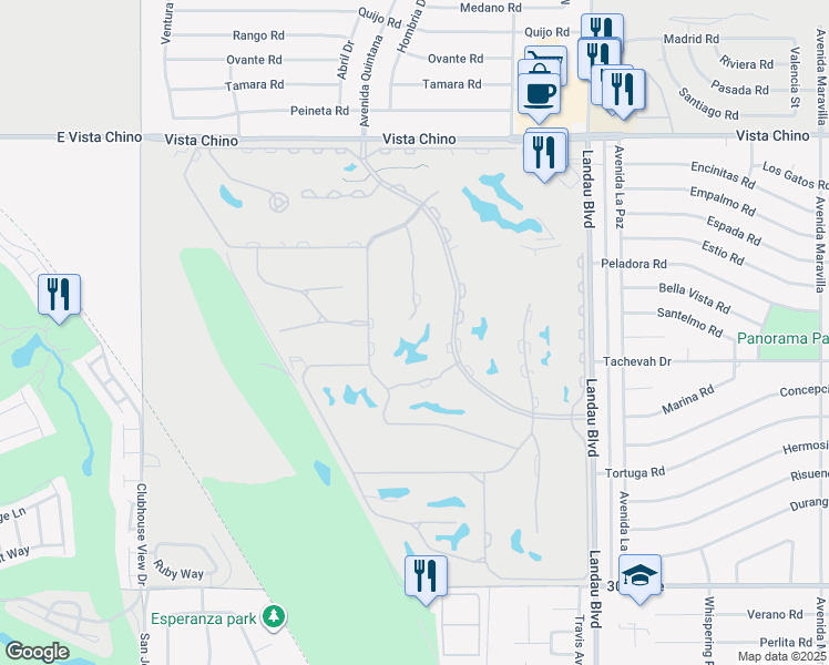 map of restaurants, bars, coffee shops, grocery stores, and more near 28766 Taos Court in Cathedral City