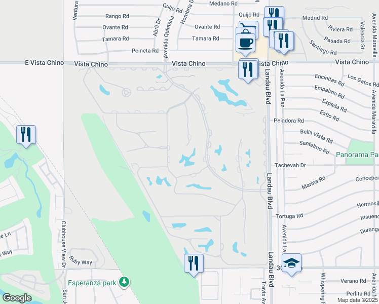 map of restaurants, bars, coffee shops, grocery stores, and more near 28764 Taos Court in Cathedral City