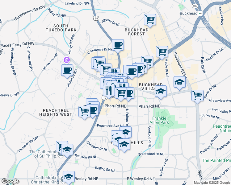 map of restaurants, bars, coffee shops, grocery stores, and more near 3063 Bolling Way Northeast in Atlanta