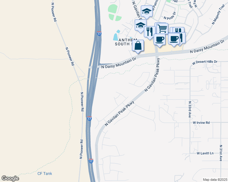 map of restaurants, bars, coffee shops, grocery stores, and more near 3750 West Whitehawk Court in New River