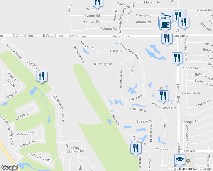 map of restaurants, bars, coffee shops, grocery stores, and more near 67377 Lakota Court in Cathedral City