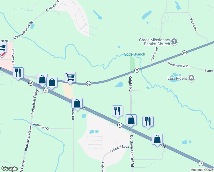 map of restaurants, bars, coffee shops, grocery stores, and more near in Jasper