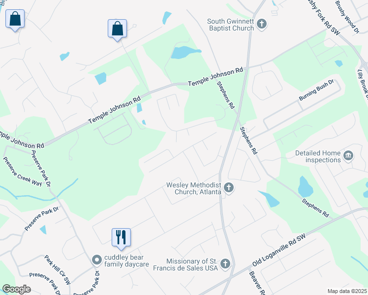 map of restaurants, bars, coffee shops, grocery stores, and more near 1737 Summit Creek Way in Loganville