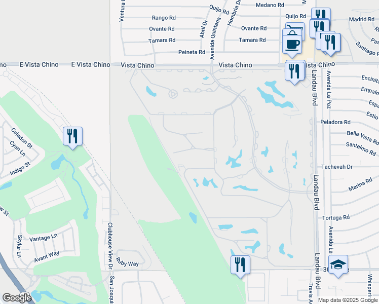 map of restaurants, bars, coffee shops, grocery stores, and more near 67353 Lakota Court in Cathedral City