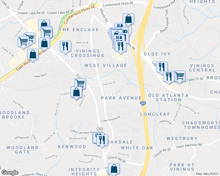 map of restaurants, bars, coffee shops, grocery stores, and more near 4712 Beech Street Southeast in Smyrna