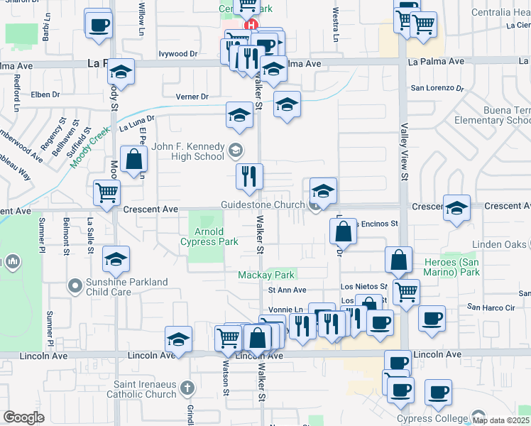map of restaurants, bars, coffee shops, grocery stores, and more near in La Palma