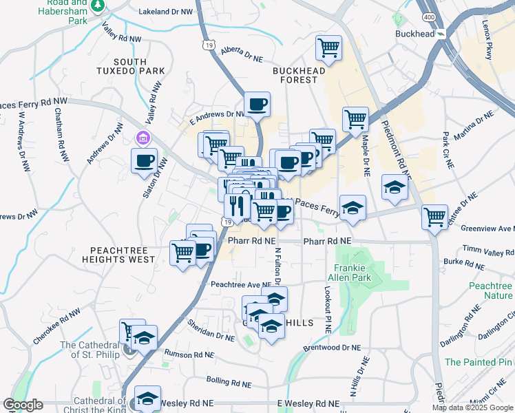 map of restaurants, bars, coffee shops, grocery stores, and more near 3063 Bolling Way Northeast in Atlanta