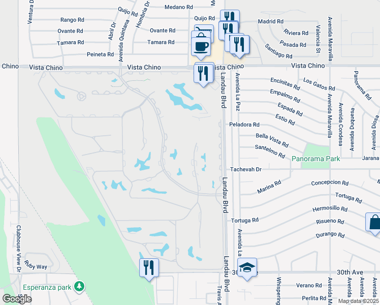 map of restaurants, bars, coffee shops, grocery stores, and more near 28887 Isleta Court in Cathedral City