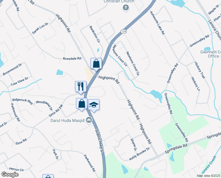map of restaurants, bars, coffee shops, grocery stores, and more near 3110 Ashly Cove Lane in Snellville