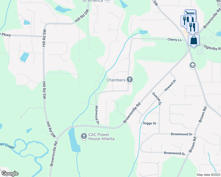 map of restaurants, bars, coffee shops, grocery stores, and more near 4599 Muirwood Circle in Powder Springs