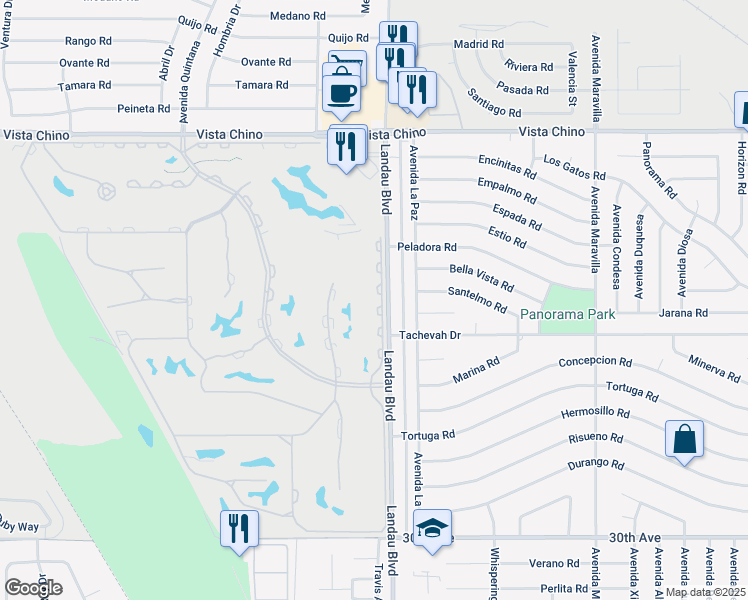 map of restaurants, bars, coffee shops, grocery stores, and more near 29199 East Portales Drive in Cathedral City