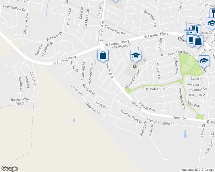 map of restaurants, bars, coffee shops, grocery stores, and more near 1153 Archer Circle in Corona