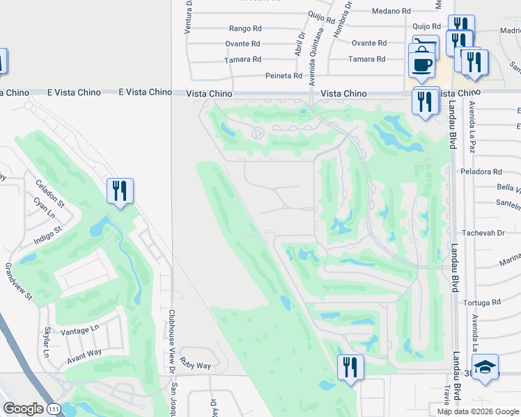 map of restaurants, bars, coffee shops, grocery stores, and more near 67296 Lakota Court in Cathedral City