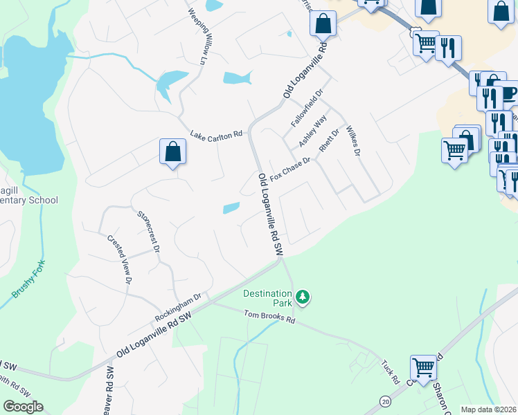 map of restaurants, bars, coffee shops, grocery stores, and more near 505 Briar Run Court in Loganville
