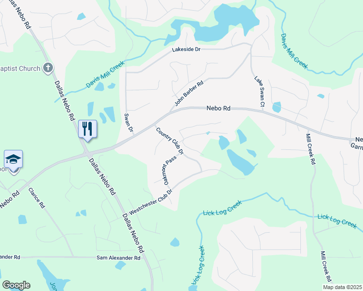 map of restaurants, bars, coffee shops, grocery stores, and more near 179 Country Club Drive in Hiram