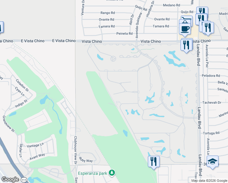 map of restaurants, bars, coffee shops, grocery stores, and more near 67272 Lakota Court in Cathedral City