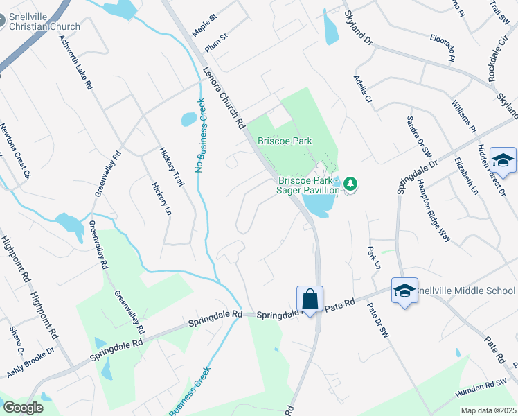 map of restaurants, bars, coffee shops, grocery stores, and more near 2100 Kings Gate Circle Southwest in Snellville